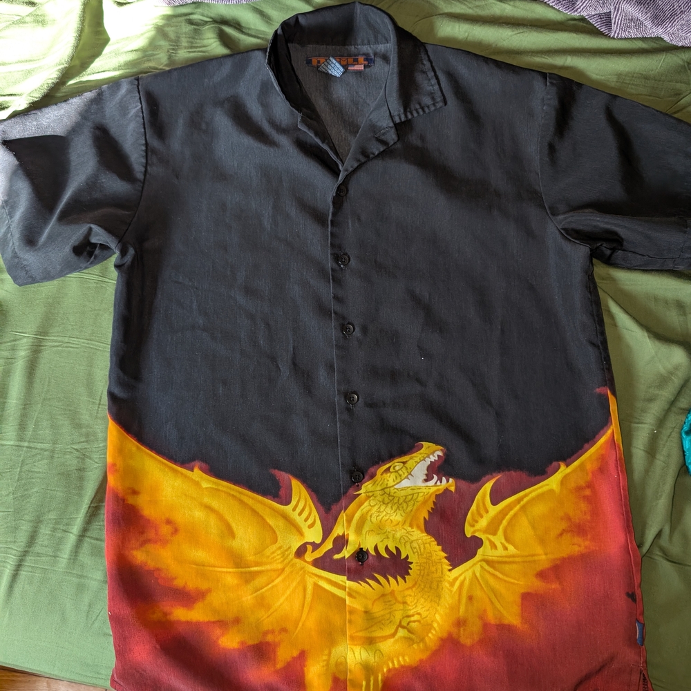 Men's Black Shirt with Dragon Design